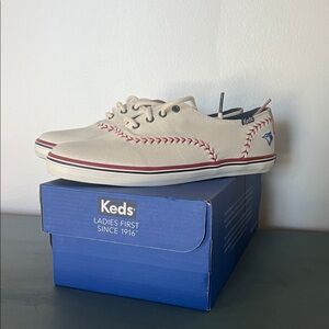 Keds Kids White Sneakers with Red Accents